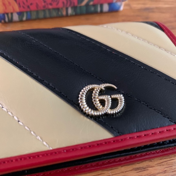 Gucci Marmont Card Case Black Beige - Picture 2 of 4